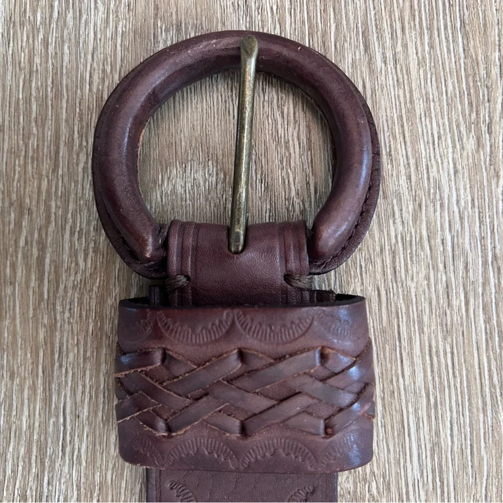 Vintage Y2K‎ American Eagle Brown Leather Belt Cowgirlcore Western Braided 36”